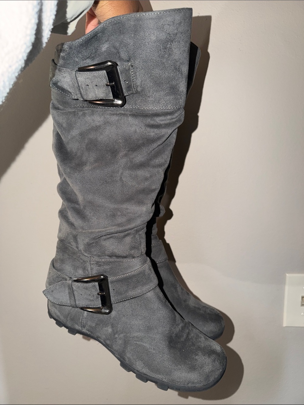 Grey suede boots